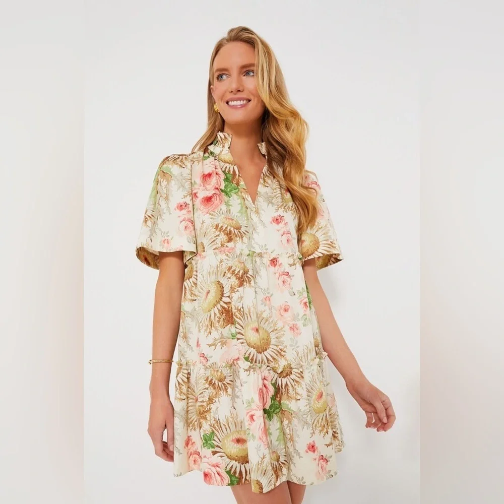 Tuckernuck Crawford Dress XS | Sun-Faded Floral Ruffle Midi $188 NWT - Picture 3 of 16